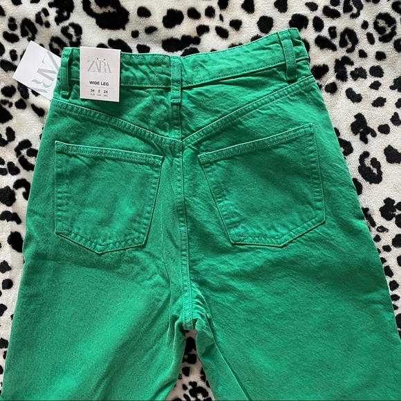 Zara Green Wide Leg Jeans - Picture 3 of 7